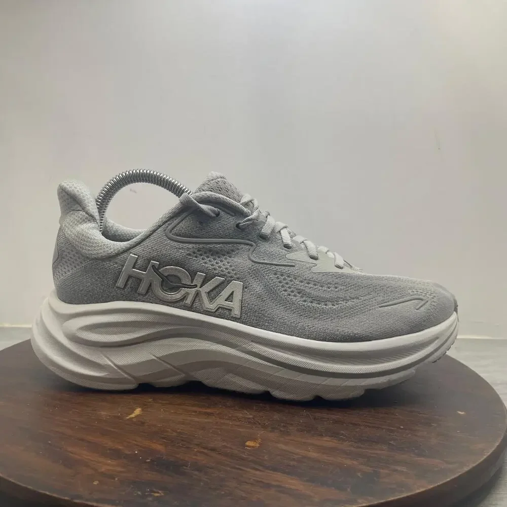 Hoka One One Clifton 10 Women’s 8.5 B Gray White Athletic Running Shoes Sneakers